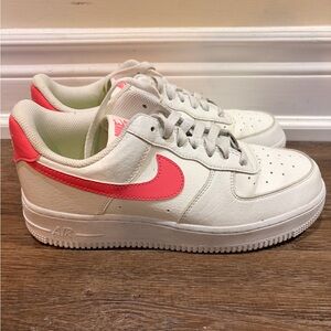 Nike Air White and Coral Sneakers